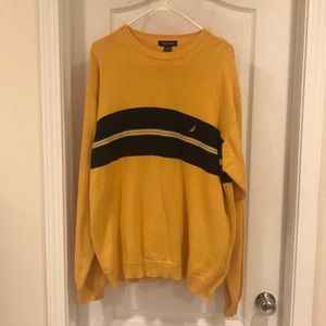 Nautica yellow and navy sweater